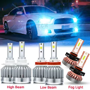 8000K For Dodge Charger 2011 2012 2013 14 LED Headlight High Low Fog Light Bulbs - Picture 1 of 12