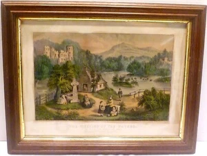 Antigua impresión CURRIER & IVES ENCUENTRO DE LAS AGUAS enmarcada ORIGINAL - Imagen 1 de 14