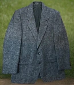Harris Tweed Mens Barley Twist Jacket Cairn Grey 40R Sport Coat 100% Wool Blazer - Picture 1 of 18