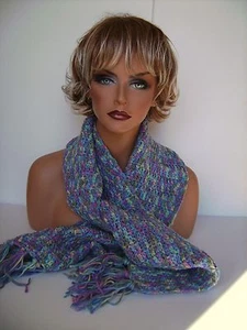 PURPLE TURQUOISE GREEN YELLOW MULTI COLOR WIDE SCARF WRAP BOA SHAWL - Picture 1 of 6