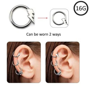 Ear Cartilage Hoop Surgical Steel Omni Bead Ring Daith Helix 2 Way Bolt 16G - Picture 1 of 1