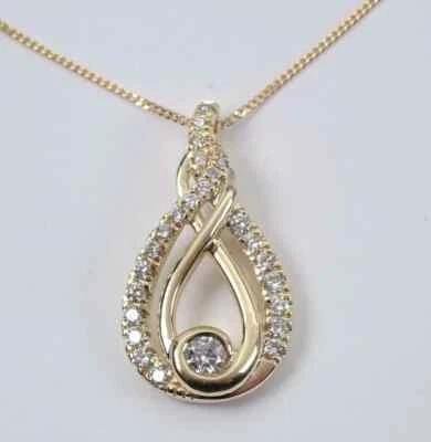 Colgante retorcido de diamantes de corte redondo de 0,80 quilates acabado en oro amarillo de 14 quilates cadena libre de 18" Foto 1 de 4