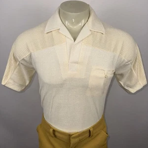NOS Terry Cloth Shirt Block Polo Vintage 1970s Hippie Disco Mod Mens Medium Tall - Picture 1 of 15