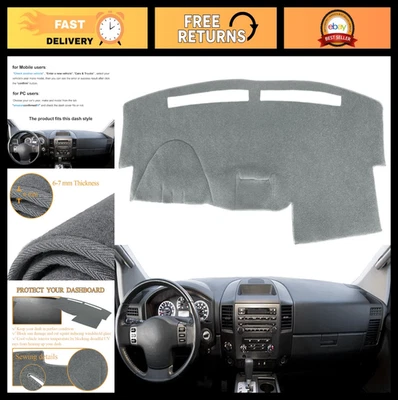 Alfombrilla cubierta salpicadero para Nissan Titan 2004-2012 y Armada 2004-2007 - gris oscuro Foto 1 de 4