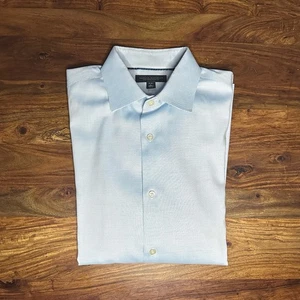 Banana Republic Non-Iron Slim Fit Dress Shirt, Blue Micro-plaid, Men Size L - Picture 1 of 6