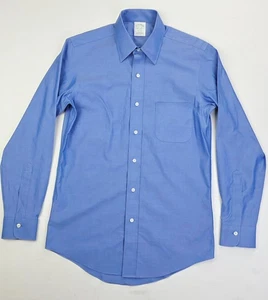 Brooks Brothers Milano Non Iron Size 14.5-32 Mens Supima Cotton Blue Long Sleeve - Picture 1 of 9