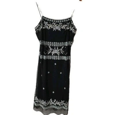 Vestido Largo Negro MARINA De Colección AZUL CUENTAS MUJER Talla 12 Elegante Castillo Glam Noche Foto 1 de 4