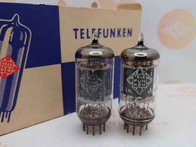 Telefunken ECC83 12AX7 Ribbed Plates Matched Pair ◇ Bottom - Berlin '61-Near NOS - Image 1 of 4