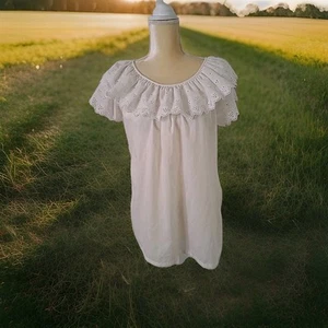 Vintage Judy Bond White Eyelet Prairie Shirt Top Women’s Size 12 Cottagecore - Picture 1 of 7