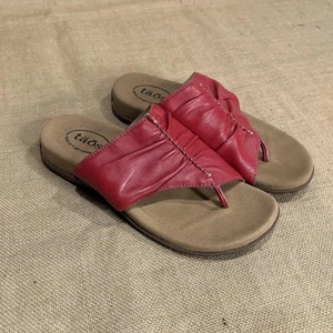 Taos Sandals Womens Size 8 Red Gift 2 Leather Thong Flip Flop Comfort GT2-12045 - Picture 1 of 9