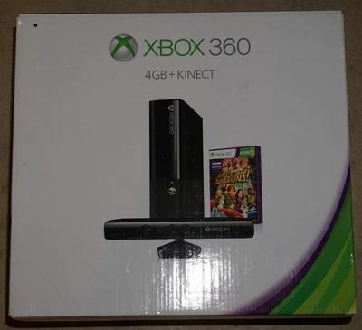 Black Microsoft Xbox 360 4 gb E System Console NEW Sealed Kinect Adventures - Image 1 of 4