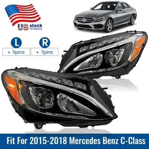For 2015-2018 Mercedes Benz C-Class C300 W205 LED Headlight Pair Left/Right Side - Imagen 1 de 29