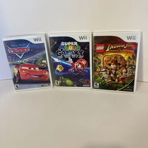 Nintendo Wii Video Game Bundle 3 Tested Super Mario Galaxy Cars Indiana Jones - Bild 1 von 13