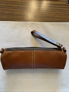 Patricia Nash Isla längliche braune Leder Kosmetiktasche Kalbslederfutter P50601 - Bild 1 von 4