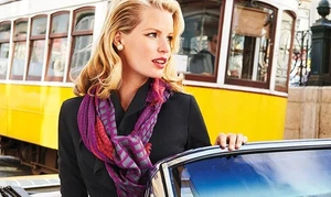 Cabi Damen Bisou Schal Tuch Mehrfarbig Geometrisch Fransen Orange Lila Grau - Bild 1 von 2