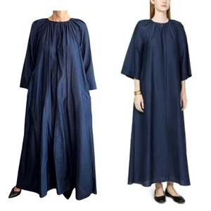 Matteau Size 4 (12 14 Aus 8 US) Navy Blue Silk Blend Blouson Dress NWT Designer - Picture 1 of 24