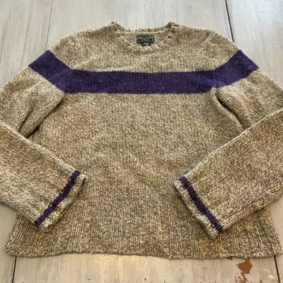 Suéter De Colección Abercrombie Fitch Marrón Púrpura Rayas Mezcla Lana Para Mujer Talla M Preppy Foto 1 de 4