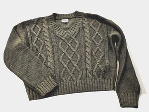 Franki By Francesca’s Girls Green Cable Knit Sweater Youth 8 Preppy Classic - Picture 1 of 9