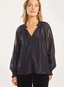 Caballero Women’s Miki Blouse Navy Starry Night Fabric Small ($215) - Picture 1 of 11