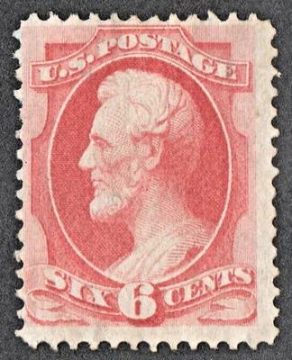 EE. UU. Sc# 137 *COMO NUEVO SIN GOMA LH { "PARRILLA 6c CARMINE LINCOLN } "SERIE ESCASA DE 1870 Foto 1 de 3