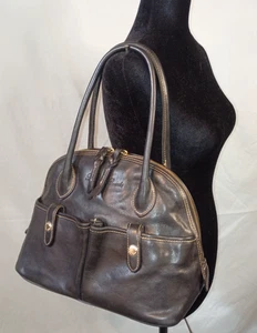 DOONEY & BOURKE Black Florentine Vacchetta Leather Domed Satchel Handbag - Picture 1 of 17