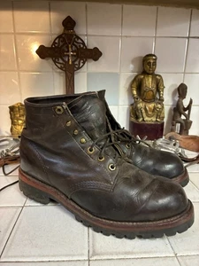 CHIPPEWA CLASSIC HANDCRAFTED IN USA VINTAGE BROWN TRUCKER WORK BOOTS 10.5 EE - Picture 1 of 17
