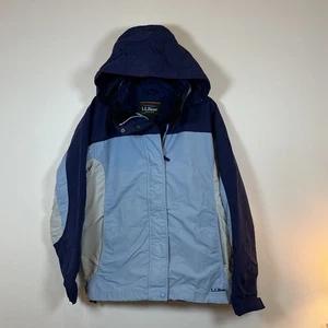 L.L. Bean Damen wasserdichte Nylon Jacke mit Kapuze - Colorblock blau Winter Gr. M - Bild 1 von 5
