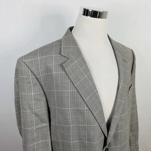 Jos A Bank 50R Sport Coat Silk Wool Blend Houndstooth Two Button Lined Vented - Picture 1 of 8