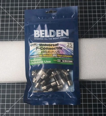 Belden PPC EX6XLPLUS RG6 COAX Coaxial Cable 25 Pack Compression Connectors - Image 1 of 3