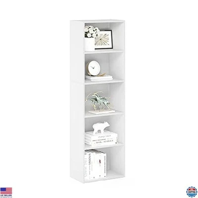 5-Tier White Bookcase Storage Shelf for Books, Home Office, Living Room - Image 1 of 4