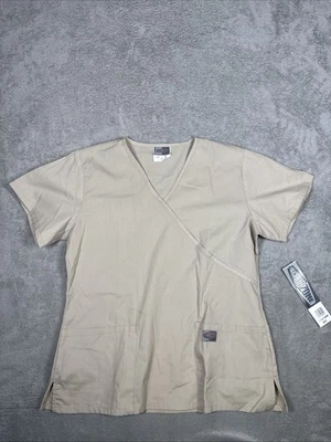 Scrub Zone By Landau Scrub Top Women's Short Sleeve Beige Size Medium New - Image 1 of 4