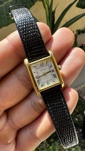 Vintage 1970s Cartier Tank 18K Gold Electroplated Manual Wind Running - Picture 1 of 9