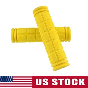 Yellow 1 Pair Rubber Handlebar End Grips Bicycle MTB BMX Mountain Bike Scooter - Picture 1 of 13