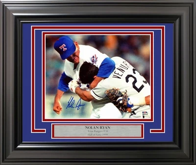 Nolan Ryan Signed Framed 8x10 Photo Rangers Fight vs. Robin Ventura PSA/DNA - Image 1 of 3