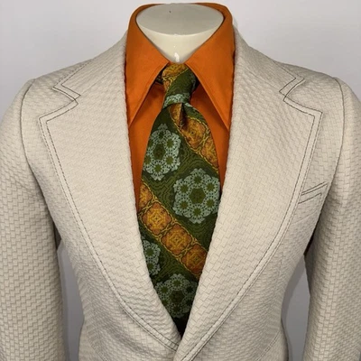 Vtg 60s 70s Jacket Blazer Mens Leisure Suit Stanley Blacker Sport Coat Small 38 - Image 1 of 4