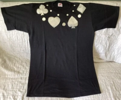 Camiseta Jerzees Vintage Negra Puntada Única Hecha en EE. UU. Talla Med Poker Adornada Foto 1 de 4
