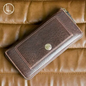 COACH Brown Cowhide Leather Zip-Around Long Wallet - Picture 1 of 7