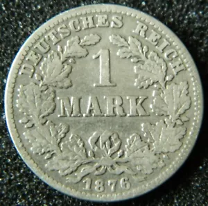 1 Marcos 1876 C (Frankfurt) - Imperio Alemán KM #7 moneda de plata - #R336 - Imagen 1 de 4