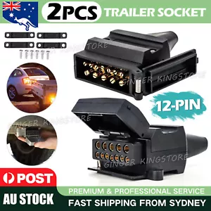 12 Pin Flat Trailer Socket Plug Set Connector Trailer Caravan Camper Adaptor OZ - Picture 1 of 9