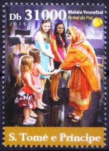 Sao Tome 2015 MNH, Malala Yousafzai, Pakistan activist Nobel peace in 2014 - Picture 1 of 1