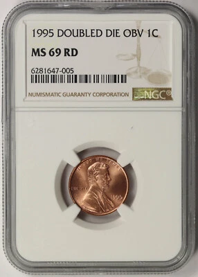 1995 Doubled Die Obverse Lincoln Memorial Penny 1C MS 69 RD Red NGC DDO - Image 1 of 4