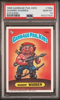 1986 Topps Garbage Pail Kids Series 4 OS4 Warrin Warren 156a PSA 10 GEM MINT gpk - Image 1 of 2