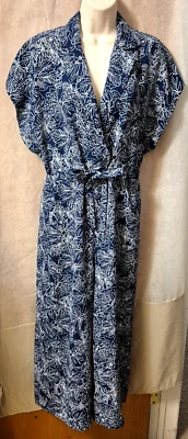H&M Women's Blue Floral Collared Cap Sleeve Wide Leg Jumpsuit - Size 6 - NWOT - Image 1 of 4