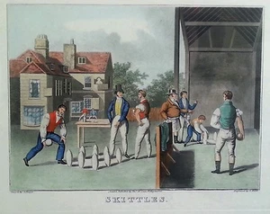 Original antique engraving by G. Hunt "Skittles" 1827, drawn by A. Player - Picture 1 of 9
