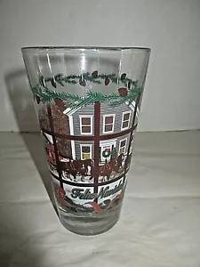 Vaso de cerveza navideña Feliz Navidad Budweiser Clydesdales vintage - Imagen 1 de 5