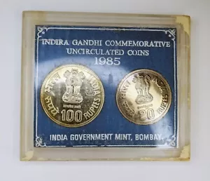 1985 India Silver Indira Gandhi Commemorative Coin Set in Mint Holder - Rare - Picture 1 of 6