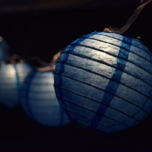 Dark Blue Round Paper Lantern Party String Lights (4" Lanterns, 8FT Black Cord) - Picture 1 of 4