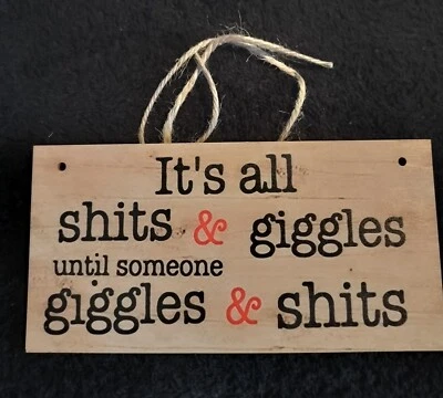 DIVERTIDO LETRERO (TODO SH*T* Y RISAS) PISCINA PATIO BAR BAÑO MORDAZA REGALO HUMOR Foto 1 de 2