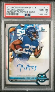 Tyler Allgeier 2021 Bowman University Chrome 1st Bowman Refractor Auto PSA 10 RC - Picture 1 of 2