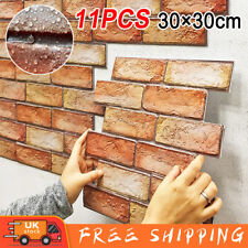11Pcs 3D Tile Brick Wall Sticker Self-adhesive Waterproof PVC Panel Wallpaper UK